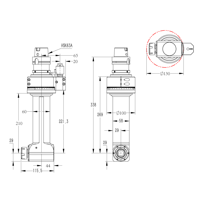 DK90-HSK63A-ER25-210